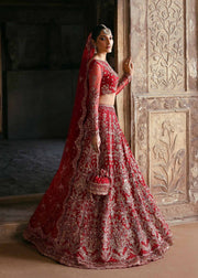 Pakistani Bridal Dress in Red Choli and Lehenga Style Online