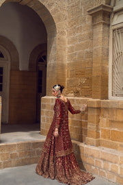 Pakistani Bridal Dress in Red Lehenga and Kameez Style Online