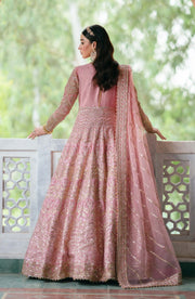 Pakistani Bridal Dress in Rose Pink Pishwas Frock Style Online