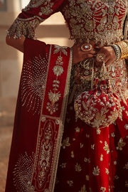 Red Pakistani Bridal Dress in Royal Lehenga Choli Style