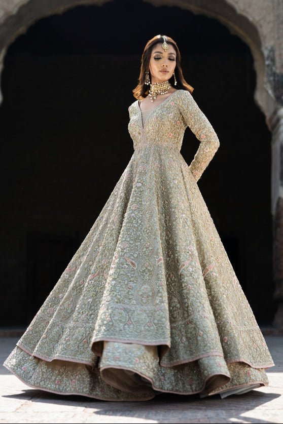 Pakistani Bridal Dress in Royal Lehenga Frock Style