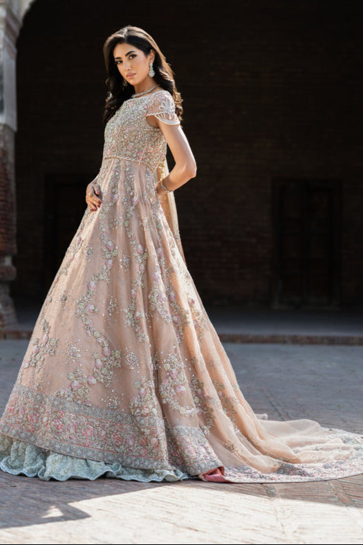 Pakistani Bridal Dress in Royal Pink Gown Lehenga Style