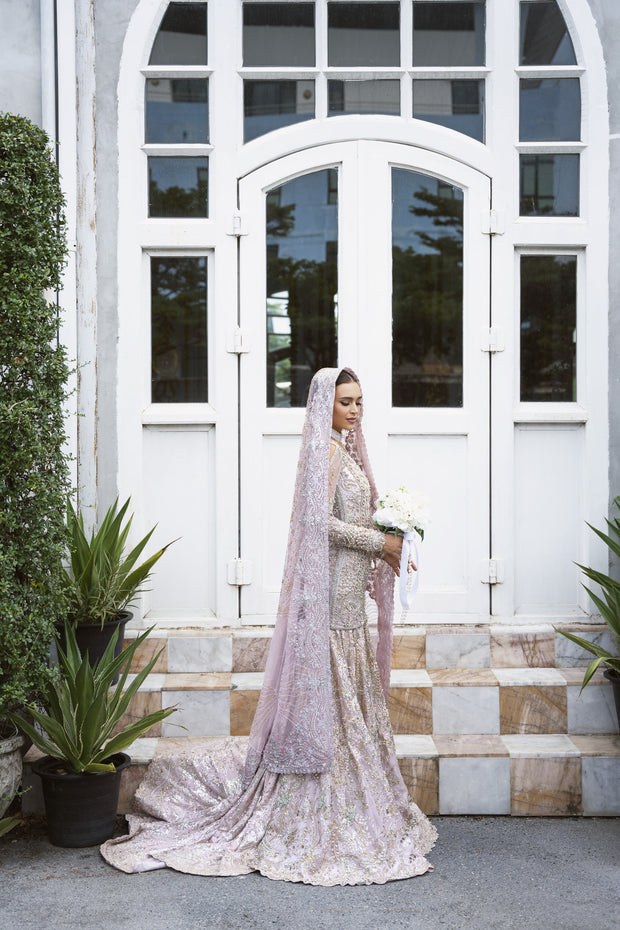 Pakistani Bridal Dress in Shirt Lehenga Dupatta Style