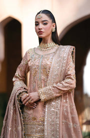 Pakistani Bridal Dress in Tissue Kameez Gharara Style Online