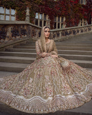 Pakistani Bridal Dress in Tissue Lehenga Choli Style Online