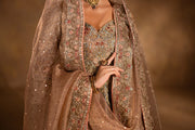 Pakistani Bridal Dress in Tissue Pishwas Frock Lehenga Style