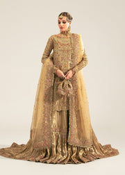 Pakistani Bridal Dress in Tissue Shirt Gharara Style