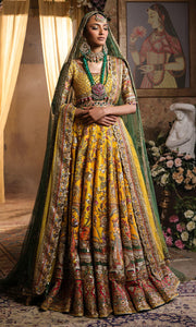 Pakistani Bridal Dress in Yellow Lehenga Choli Style