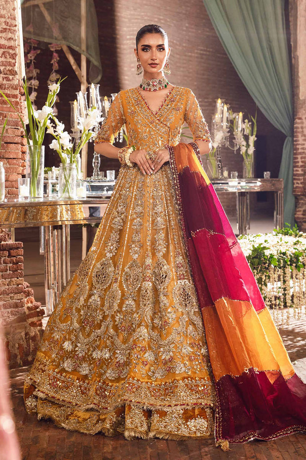 Pakistani Bridal Outfit in Angrakha Frock Lehenga Style