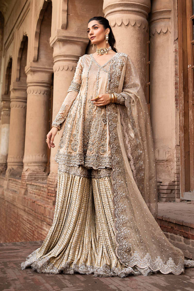 Pakistani Bridal Outfit in Angrakha and Gharara Style