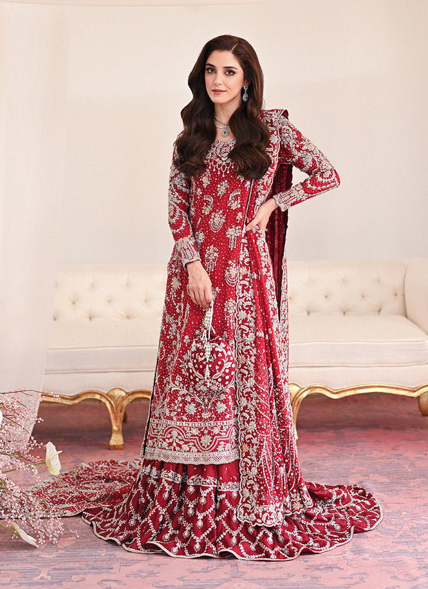 Pakistani Bridal Outfit in Kameez Farshi Lehenga Style