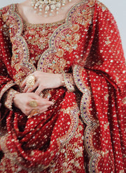 Pakistani Bridal Outfit in Kameez Lehenga Style