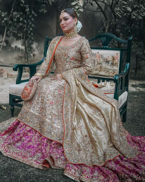 Pakistani Bridal Outfit in Kameez and Lehenga Style