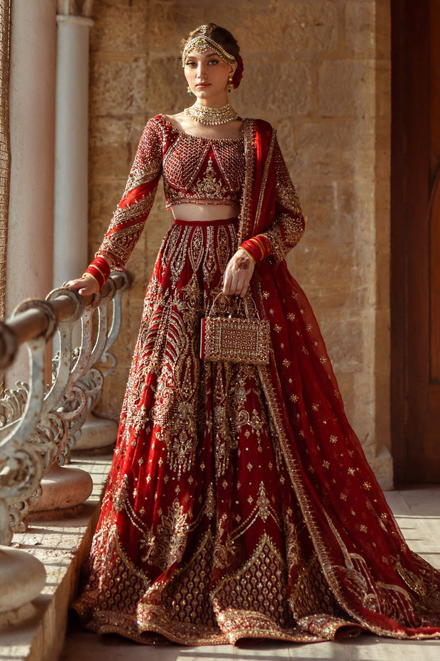 Pakistani Bridal Outfit in Lehenga Choli Style