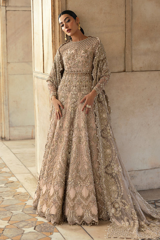 Pakistani Bridal Outfit in Pink Pishwas Lehenga Style