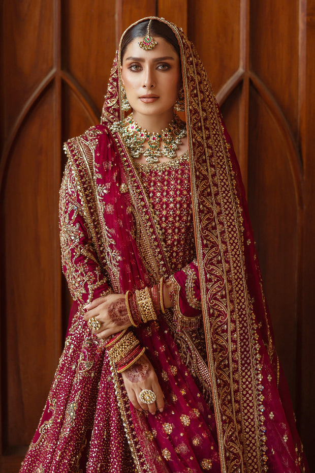 Pakistani Bridal Outfit in Plum Lehenga Choli Style Online