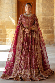 Pakistani Bridal Outfit in Plum Lehenga Choli Style