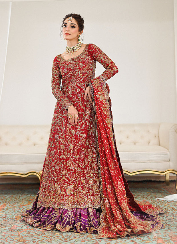 Pakistani Bridal Outfit in Kameez and Lehenga Style