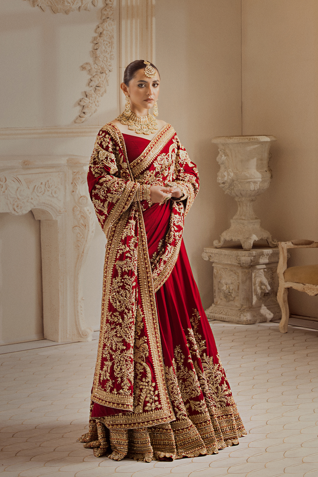 Madhuri Dixit in a red lehenga saree – South India Fashion