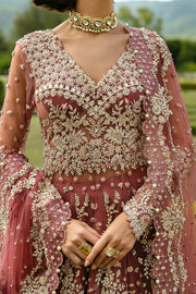 Pakistani Bridal Outfit in Tea Pink Lehenga Frock Style Online