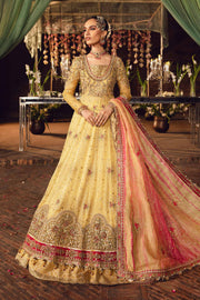 Pakistani Bridal Outfit in Yellow Frock Lehenga Style