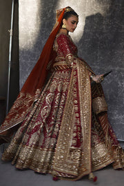 Pakistani Bridal Red Lehenga Choli with Double Dupattas Dress