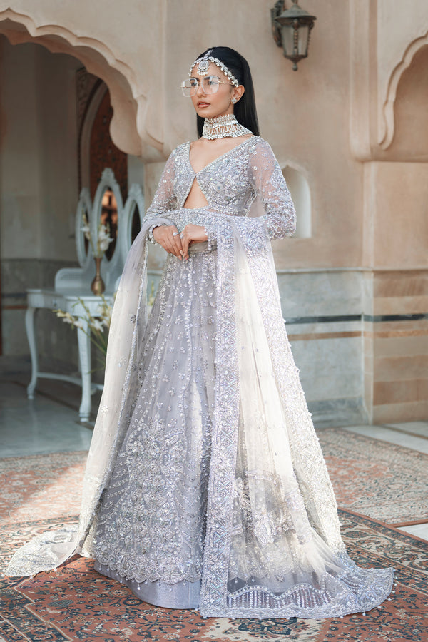 Pakistani Bridal Walima Dress in Gown Lehenga Style