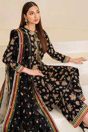 Pakistani Embroidered Party Dress in Black Shade