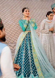 Pakistani Lehenga Choli Dupatta Dress in Blue Color