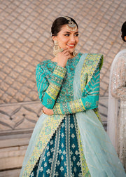 Pakistani Lehenga Choli and Dupatta Dress in Blue