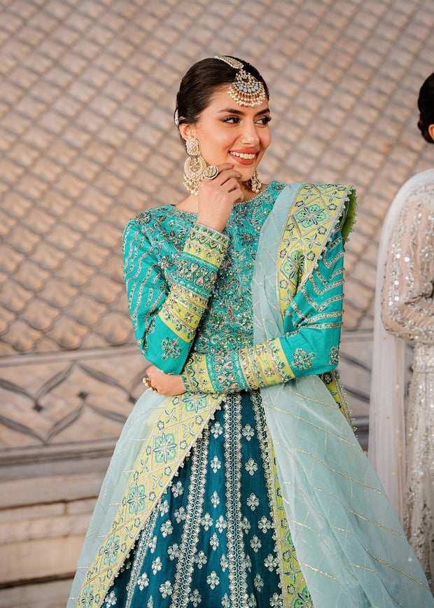 Pakistani Lehenga Choli and Dupatta Dress in Blue