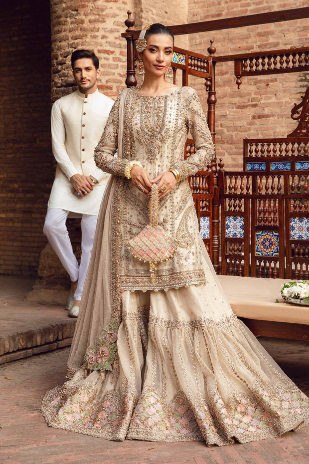 Pakistani Nikkah Dress in Kameez and Gharara Style