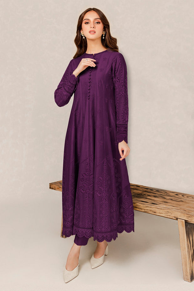 Pakistani Party Dress Deep Purple Salwar Suit in Frock Style