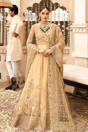 Pakistani Party Dress Heavily Embellished Golden Angrakha Pishwas