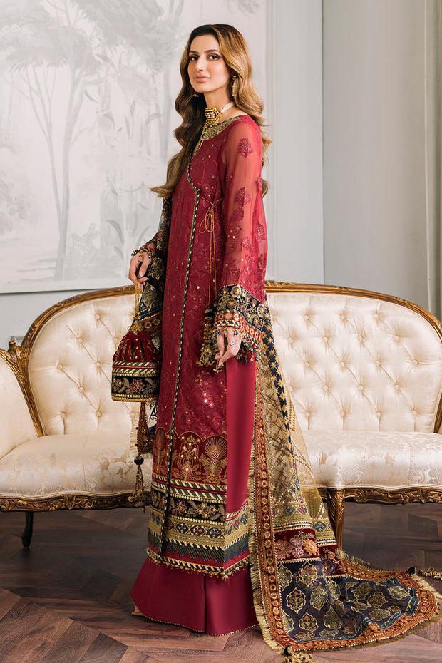 Pakistani Party Dress in Chiffon Kameez Trouser Dupatta Style