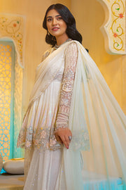 Pakistani Party Dress in Short Frock and Sharara Style