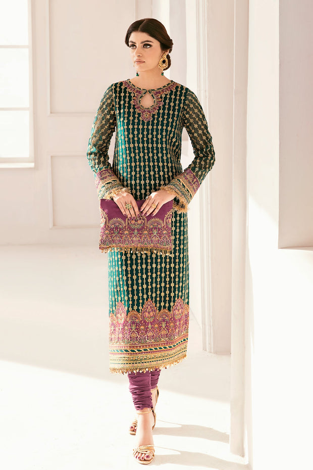 Pakistani Party Dress in Kameez Sharara Dupatta Style