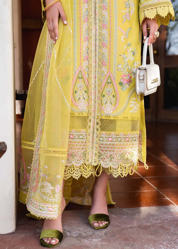 Yellow Pakistani Party Dress in Kameez Trouser Style