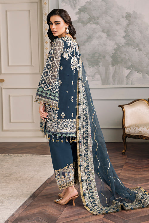 Blue Pakistani Party Dress in Kameez Trouser Style