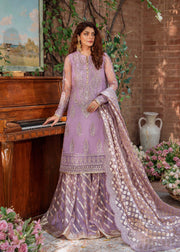 Pakistani Party Dress in Purple Gharara Kameez Style