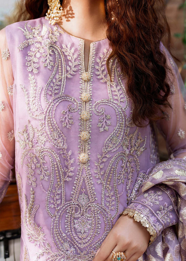 Pakistani Party Dress in Purple Gharara and Kameez Style