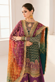 Pakistani Party Dress in Traditional Kameez Sharara Dupatta Style