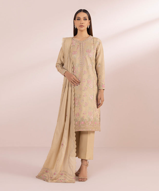 Pakistani Salwar Kameezi n Beige Shade Party Wear Salwar Suit