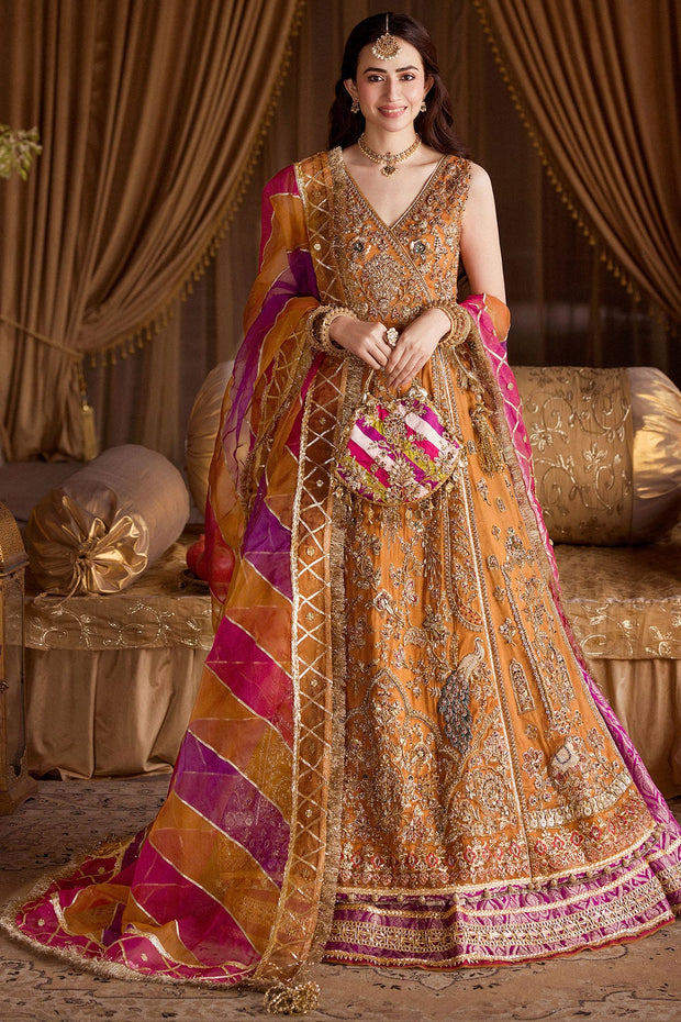 Pakistani Wedding Dress Luxury Mustard Yellow Embroidered Pishwas Frock