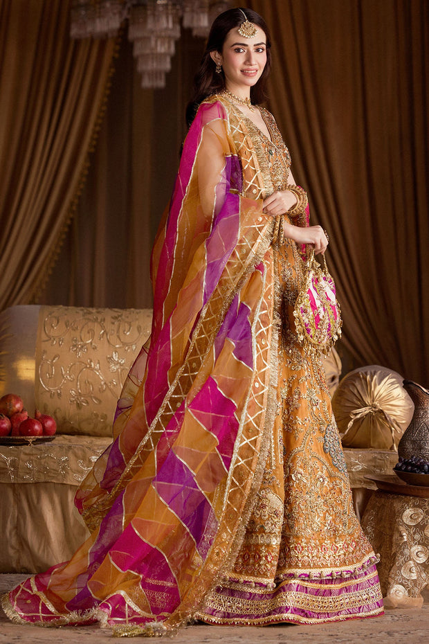 Pakistani Wedding Dress Luxury Mustard Yellow Embroidered Pishwas