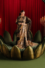 Pakistani Wedding Dress in Black Gharara Kameez Style Online