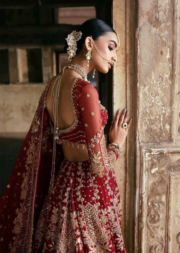 Pakistani Wedding Dress in Bridal Red Lehenga Style