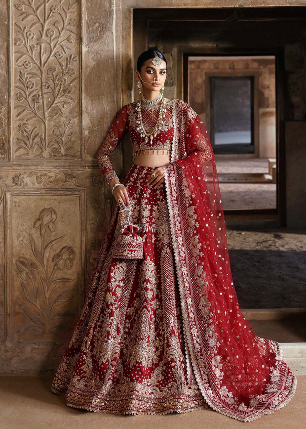 Pakistani Wedding Dress in Bridal Red Lehenga Style