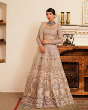 Pakistani Wedding Dress in Chiffon Choli Lehenga Style