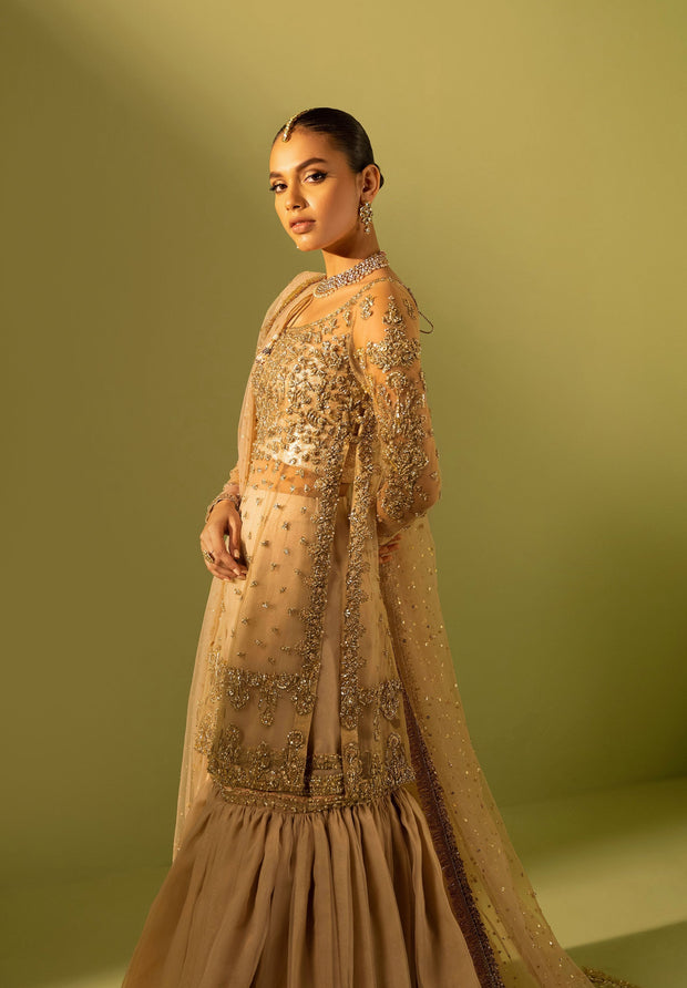 Pakistani Wedding Dress in Gharara Kameez Dupatta Style Online